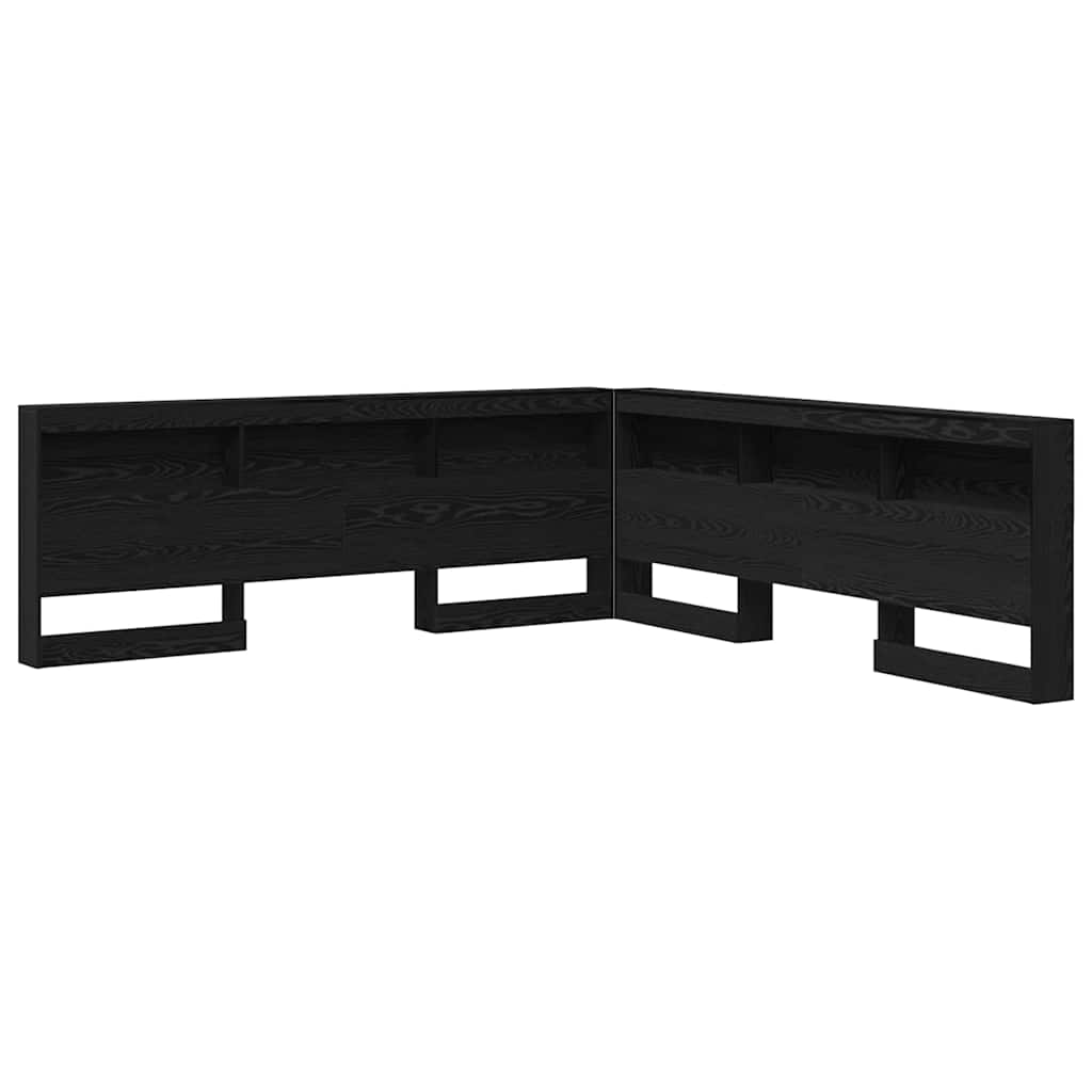 Storage Headboard with Shelf Black Oak 200 cm Engineered Wood