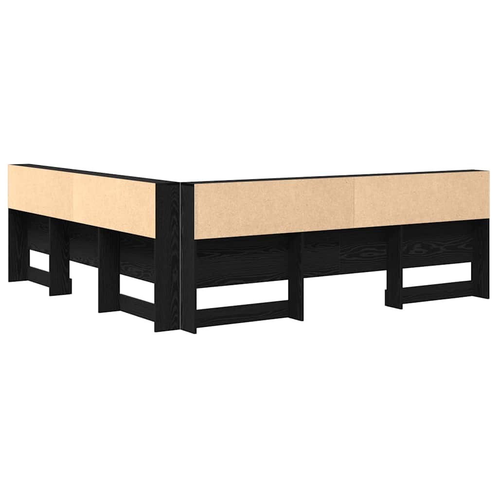 Storage Headboard with Shelf Black Oak 200 cm Engineered Wood