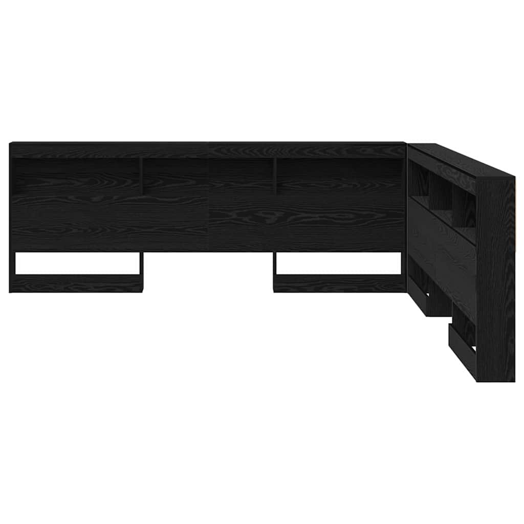 Storage Headboard with Shelf Black Oak 200 cm Engineered Wood