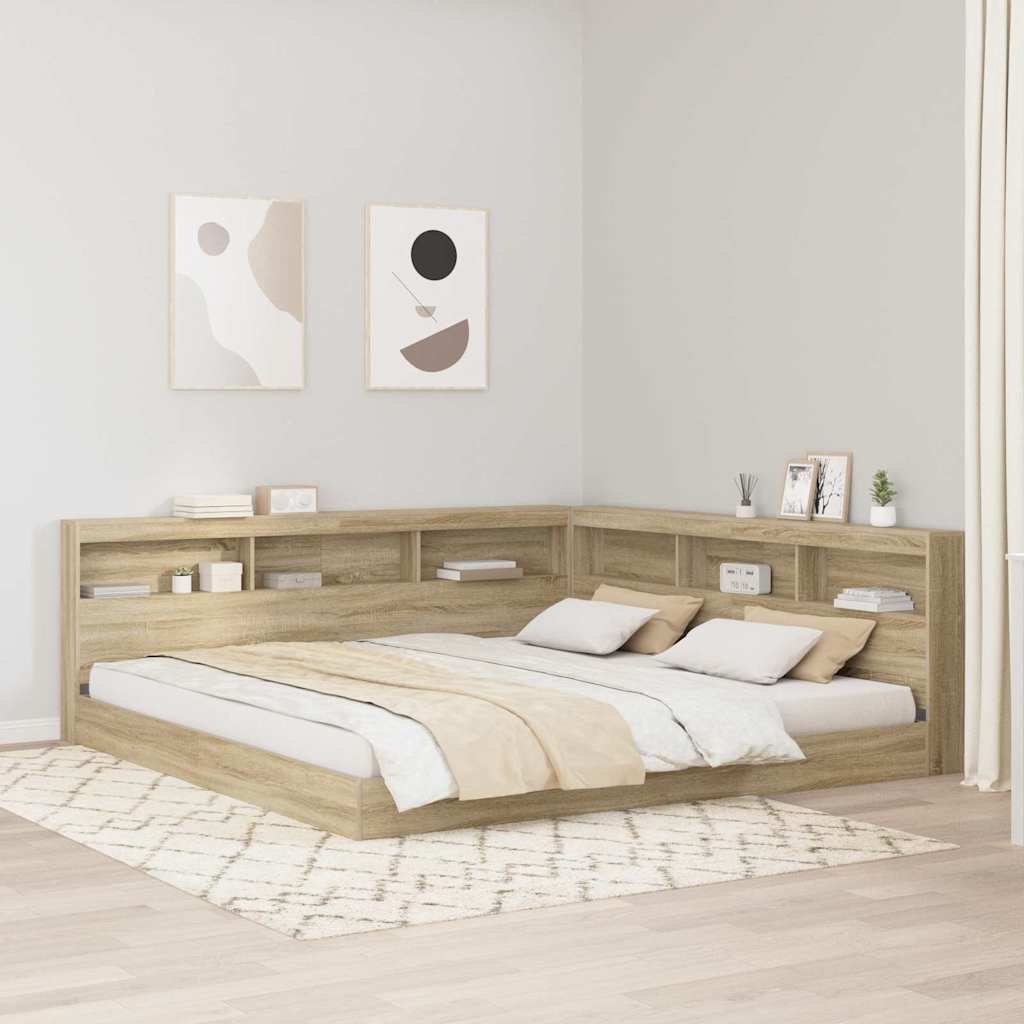 Storage Headboard with Shelf Sonoma Oak 200 cm Engineered Wood