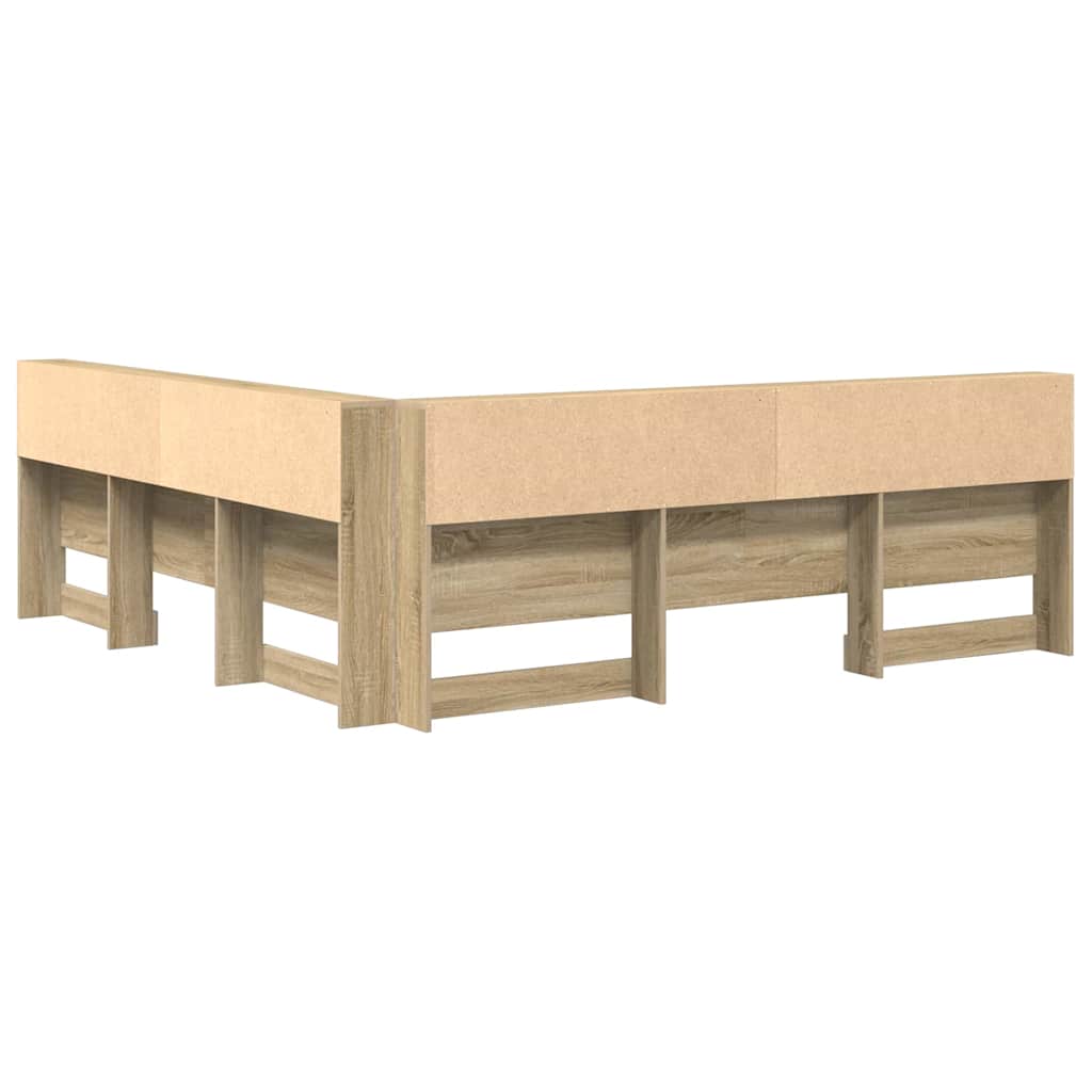 Storage Headboard with Shelf Sonoma Oak 200 cm Engineered Wood