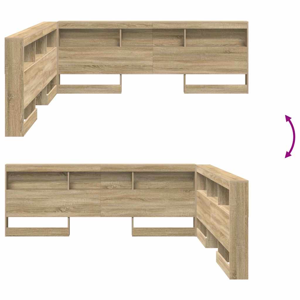 Storage Headboard with Shelf Sonoma Oak 200 cm Engineered Wood