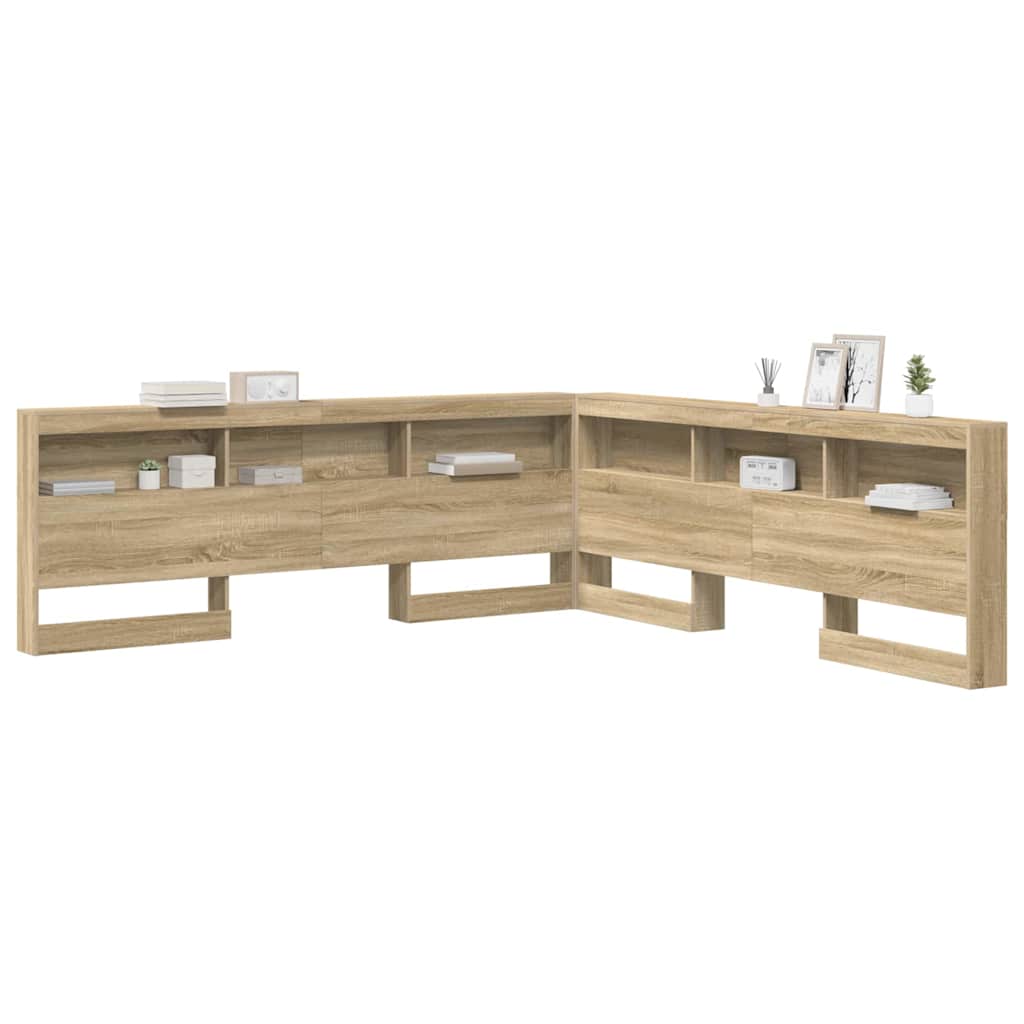 Storage Headboard with Shelf Sonoma Oak 200 cm Engineered Wood