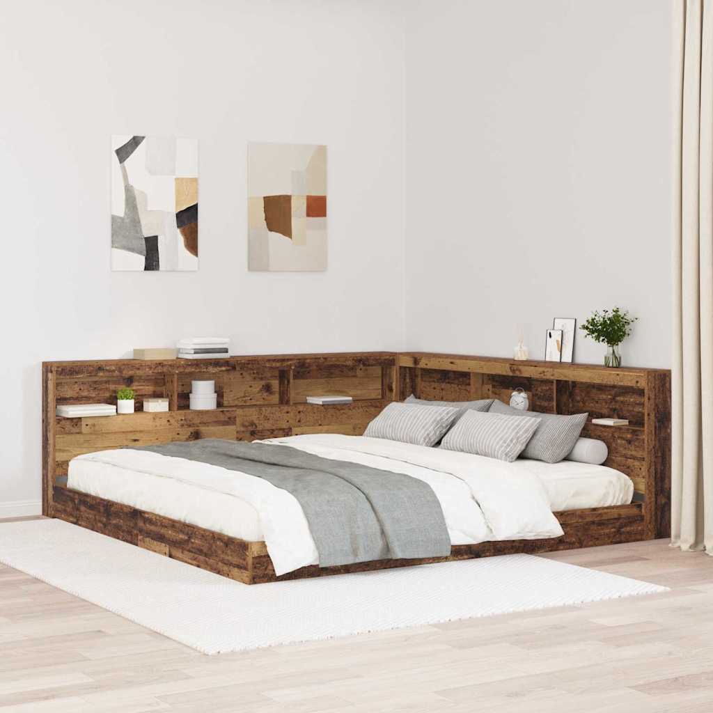 Storage Headboard with Shelf Old Wood 200 cm Engineered Wood