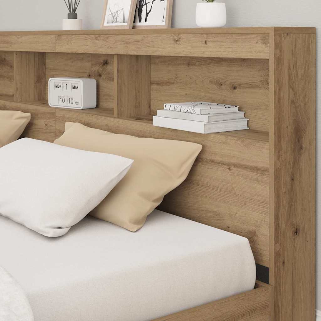 Storage Headboard with Shelf Artisan Oak 200 cm Engineered Wood