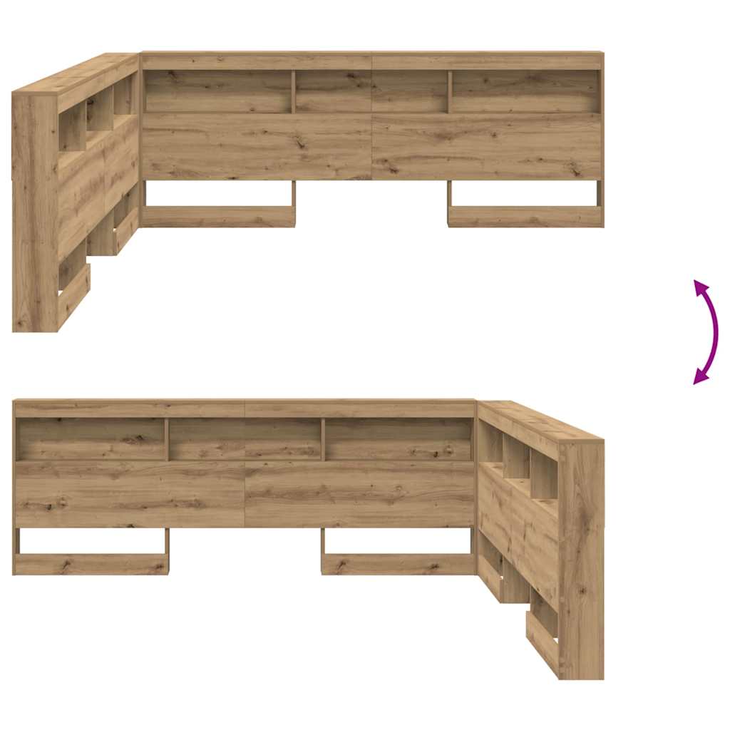 Storage Headboard with Shelf Artisan Oak 200 cm Engineered Wood