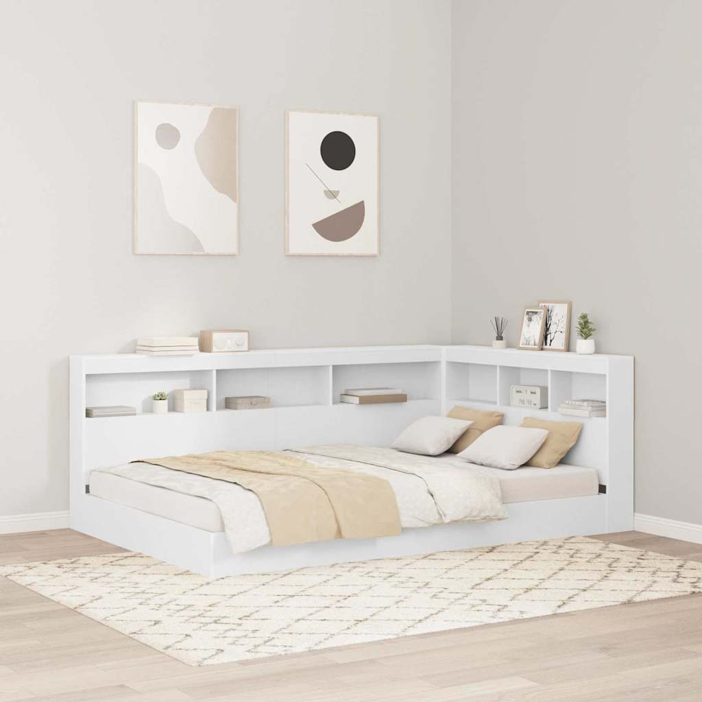 Storage Headboard with Shelf White 120 cm Engineered Wood