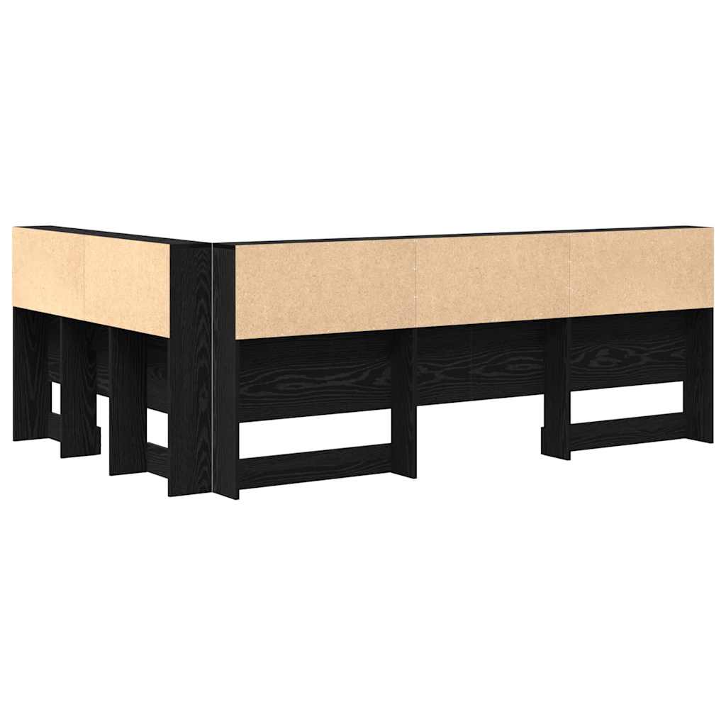 Storage Headboard with Shelf Black Oak 120 cm Engineered Wood