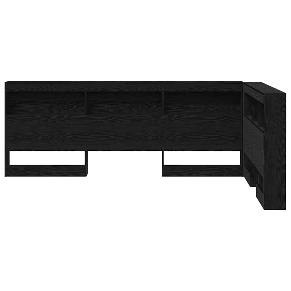 Storage Headboard with Shelf Black Oak 120 cm Engineered Wood