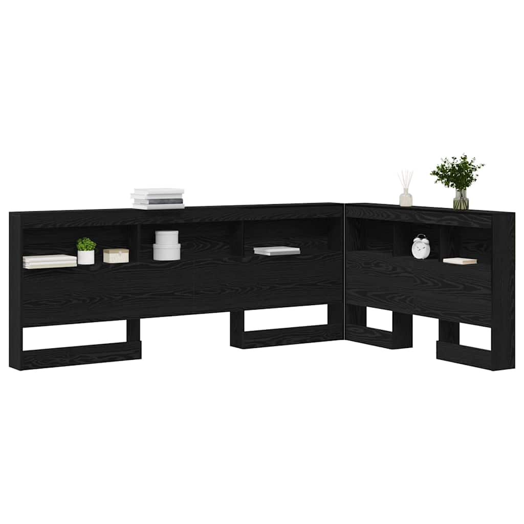 Storage Headboard with Shelf Black Oak 120 cm Engineered Wood