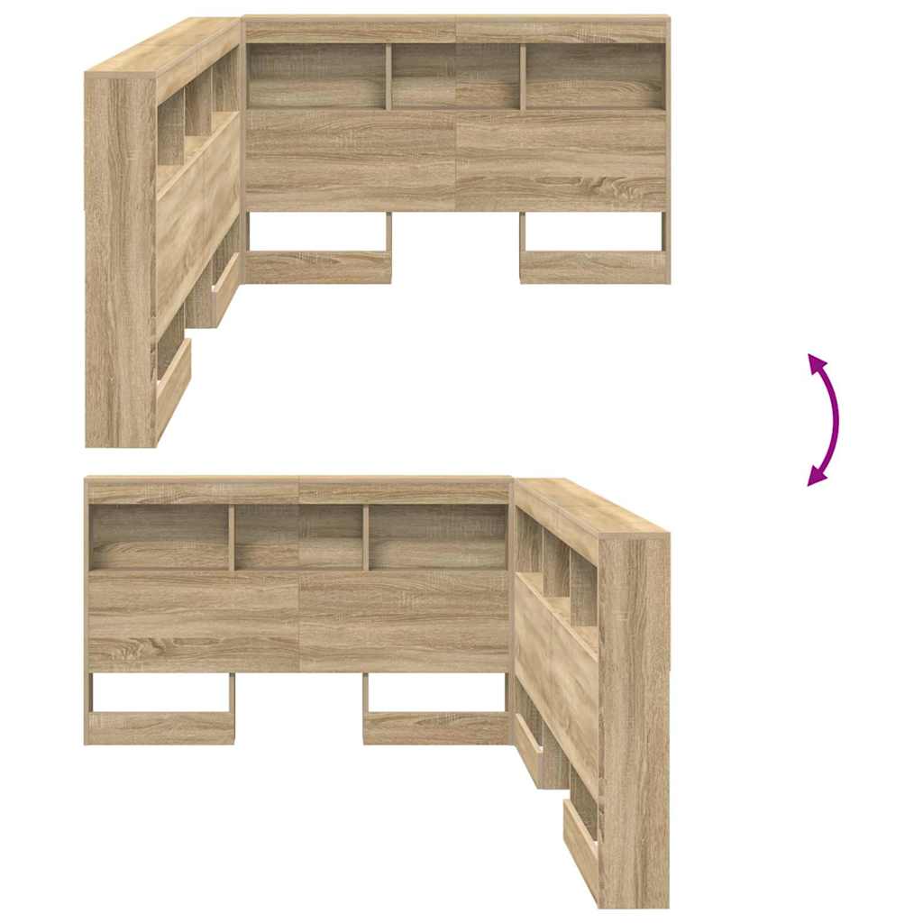 Storage Headboard with Shelf Sonoma Oak 120 cm Engineered Wood