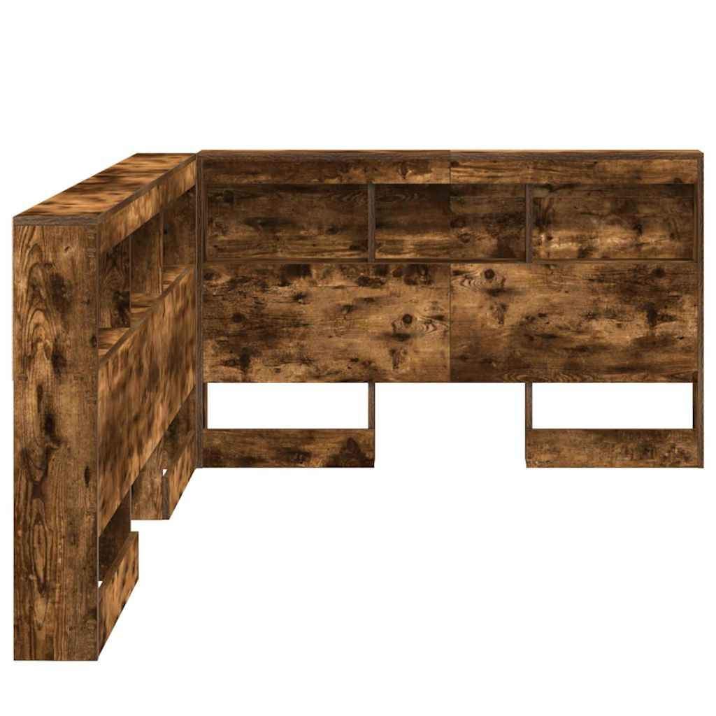 Storage Headboard with Shelf Smoked Oak 120 cm Engineered Wood