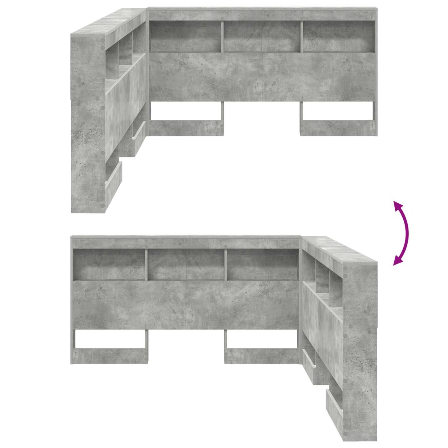 Storage Headboard Concrete Grey 140 cm Engineered Wood