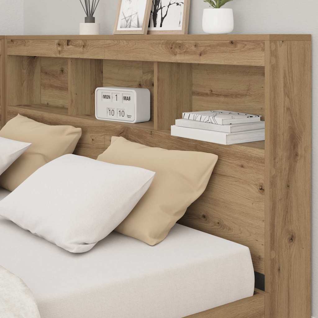 Storage Headboard with Shelf Artisan Oak 140 cm Engineered Wood