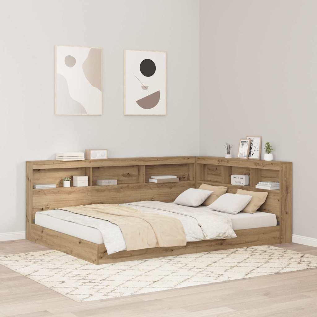 Storage Headboard with Shelf Artisan Oak 140 cm Engineered Wood