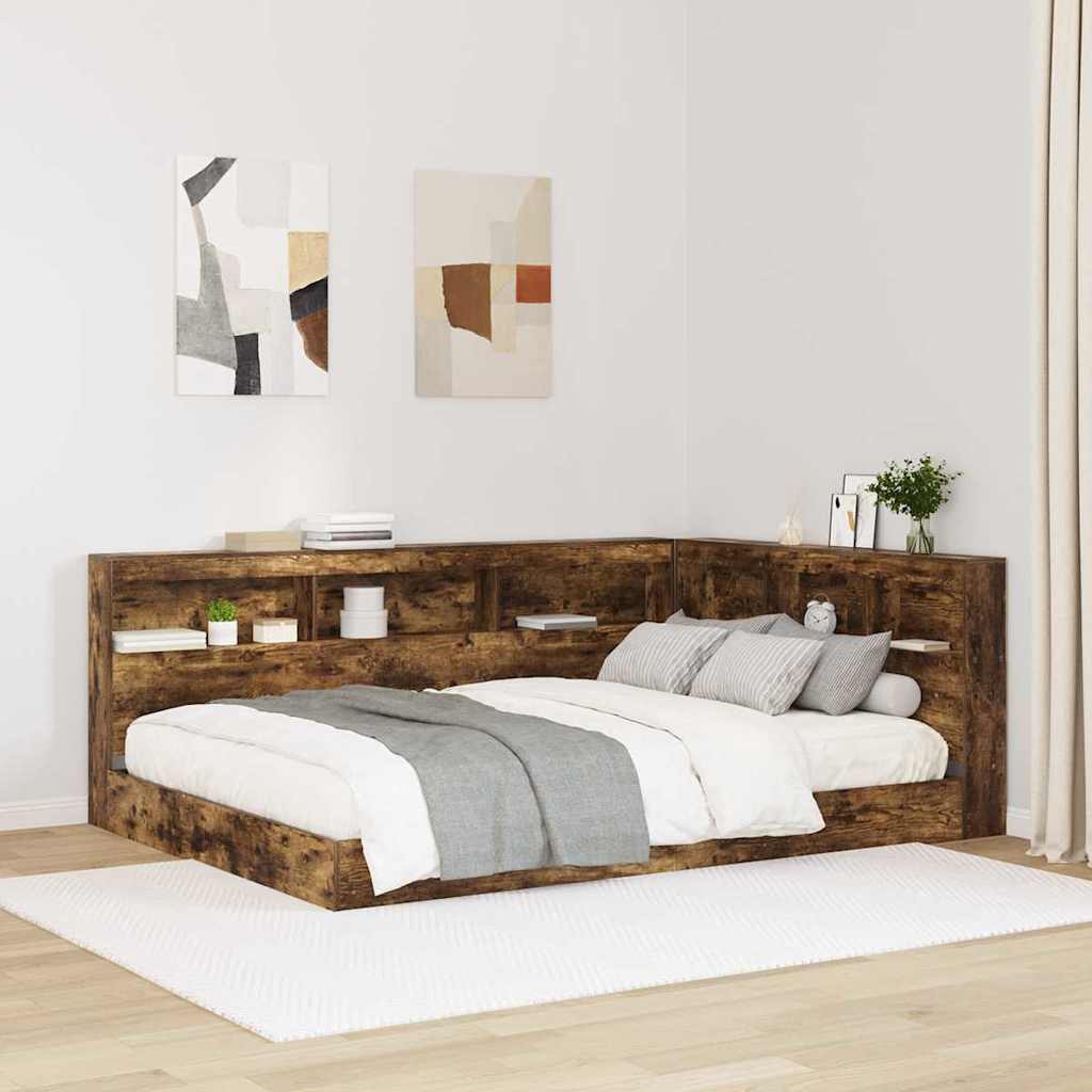 Storage Headboard with Shelf Smoked Oak 150 cm Engineered Wood