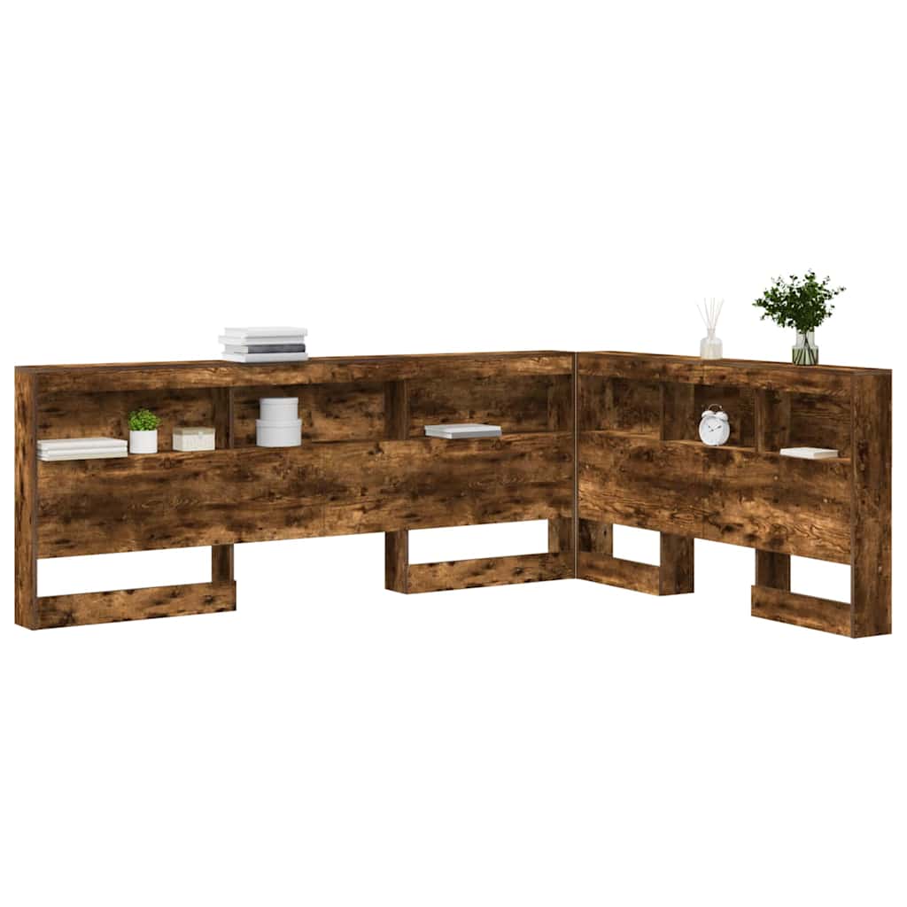 Storage Headboard with Shelf Smoked Oak 150 cm Engineered Wood