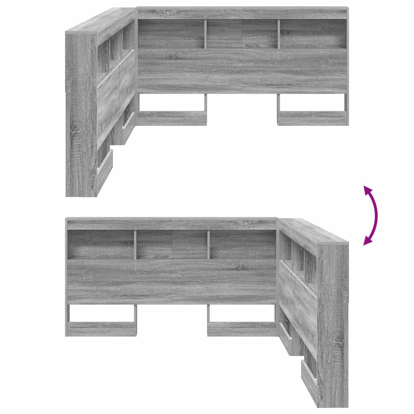 Storage Headboard with Shelf Grey Sonoma 150 cm Engineered Wood