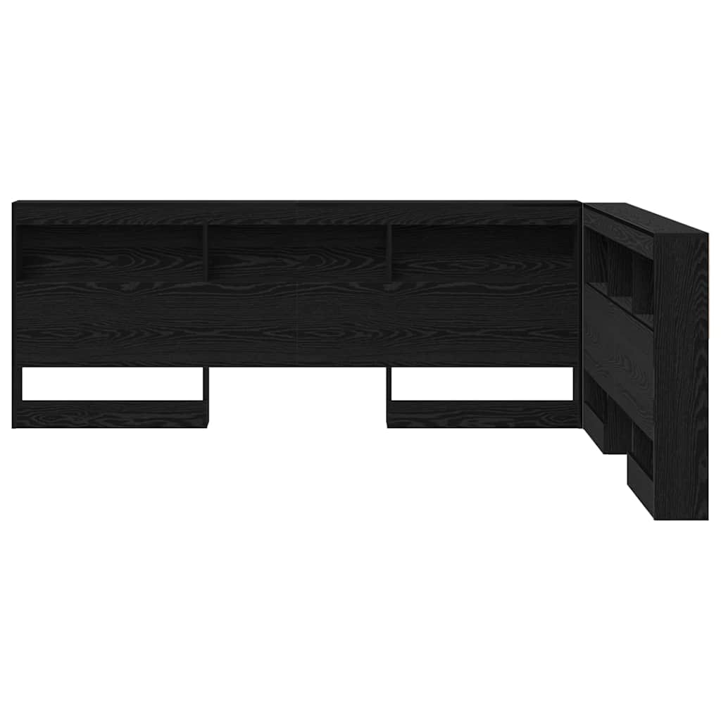 Storage Headboard with Shelf Black Oak 160 cm Engineered Wood