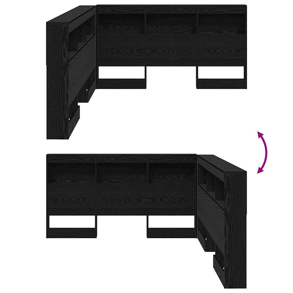 Storage Headboard with Shelf Black Oak 160 cm Engineered Wood
