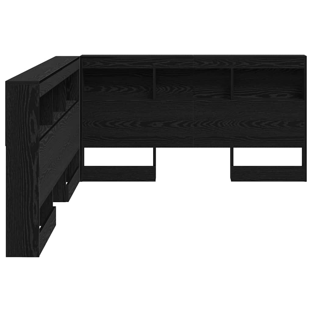 Storage Headboard with Shelf Black Oak 160 cm Engineered Wood