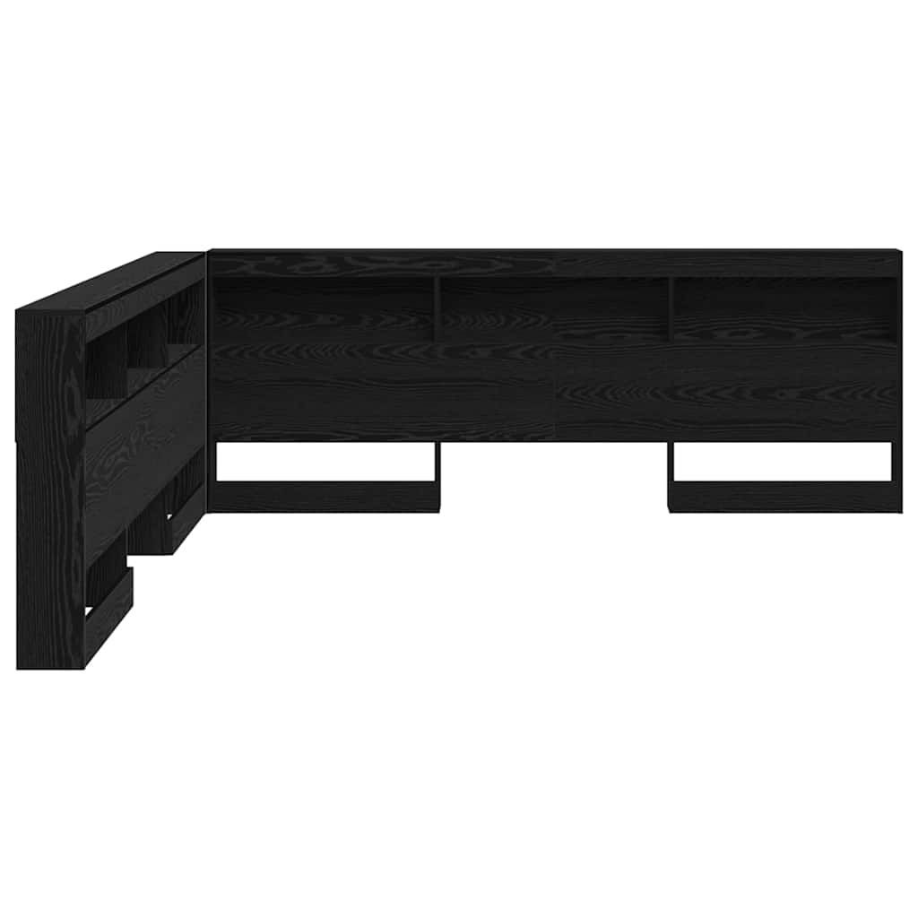 Storage Headboard with Shelf Black Oak 180 cm Engineered Wood