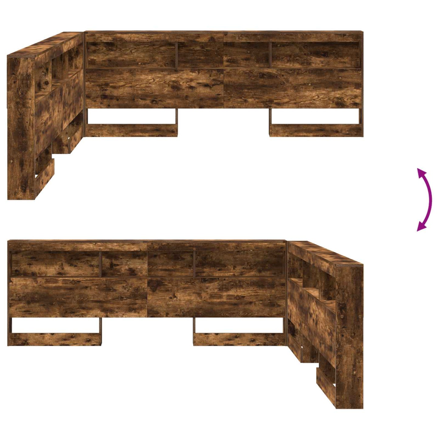 Storage Headboard with Shelf Smoked Oak 180 cm Engineered Wood