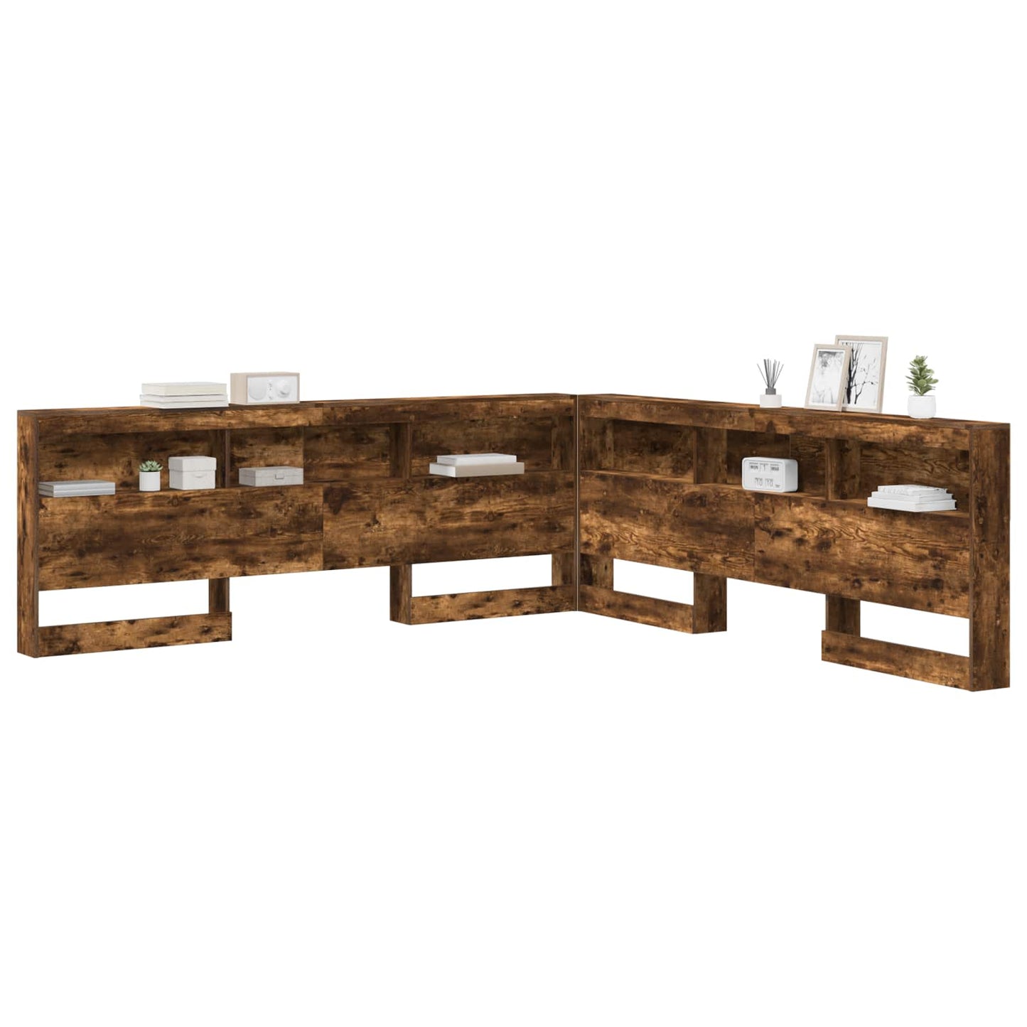 Storage Headboard with Shelf Smoked Oak 180 cm Engineered Wood