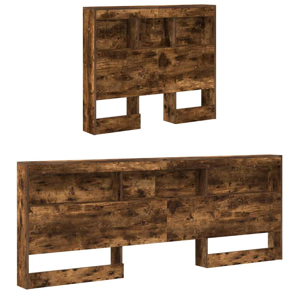 Storage Headboard with Shelf Smoked Oak 90 cm Engineered Wood