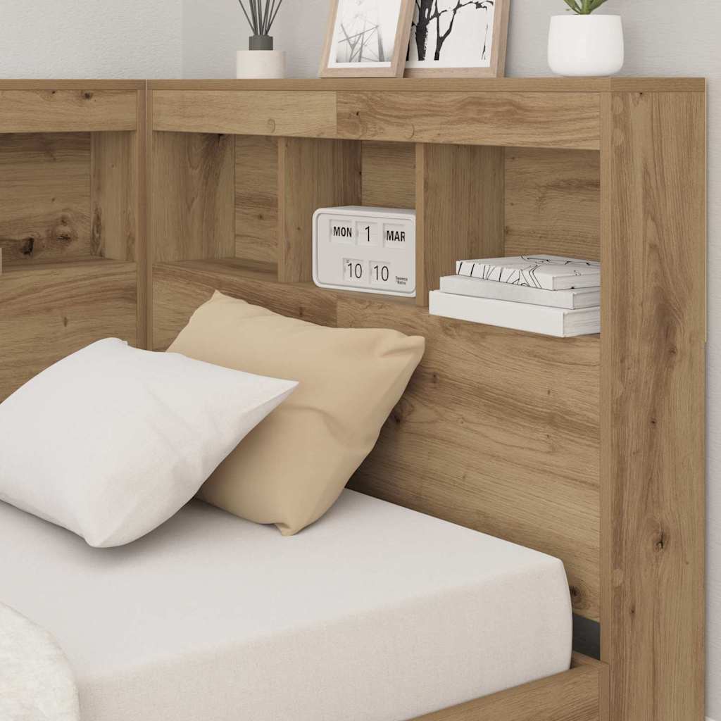 Storage Headboard with Shelf Artisan Oak 90 cm Engineered Wood