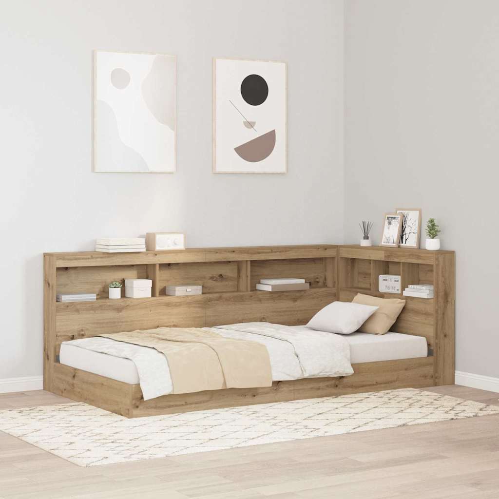 Storage Headboard with Shelf Artisan Oak 90 cm Engineered Wood
