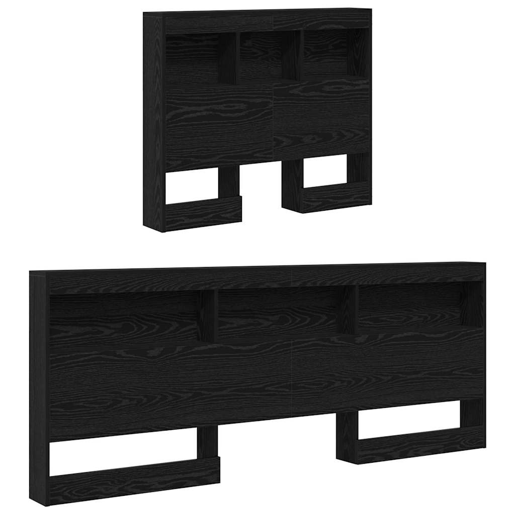 Storage Headboard with Shelf Black Oak 75 cm Engineered Wood