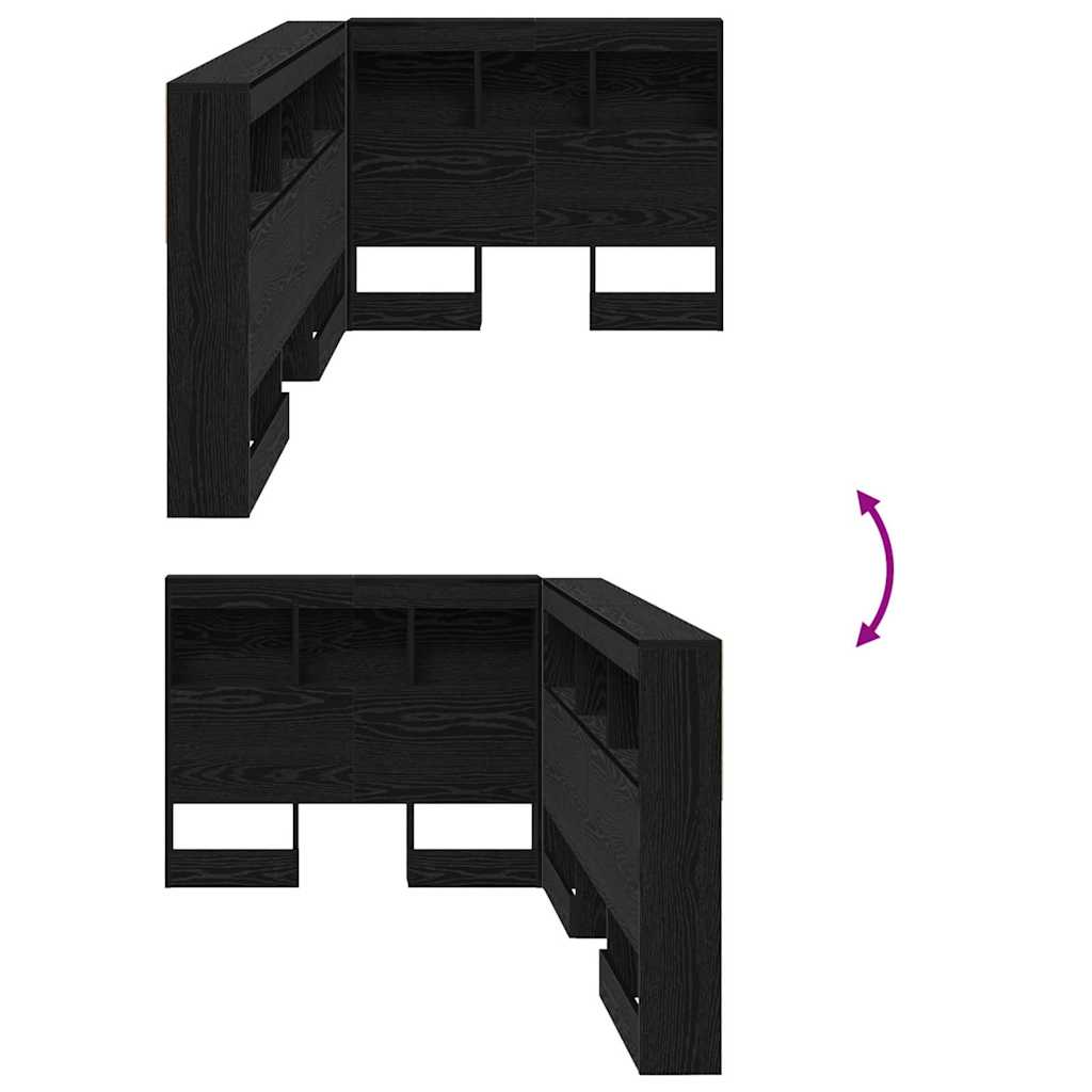 Storage Headboard with Shelf Black Oak 75 cm Engineered Wood