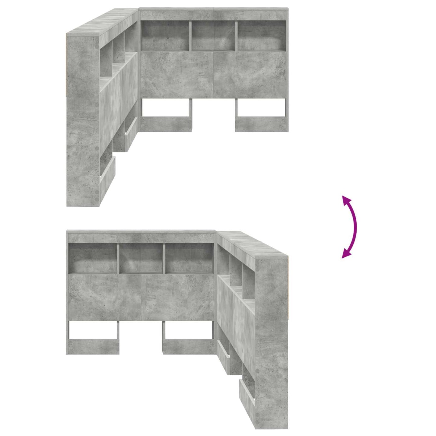 Storage Headboard Concrete Grey 75 cm Engineered Wood