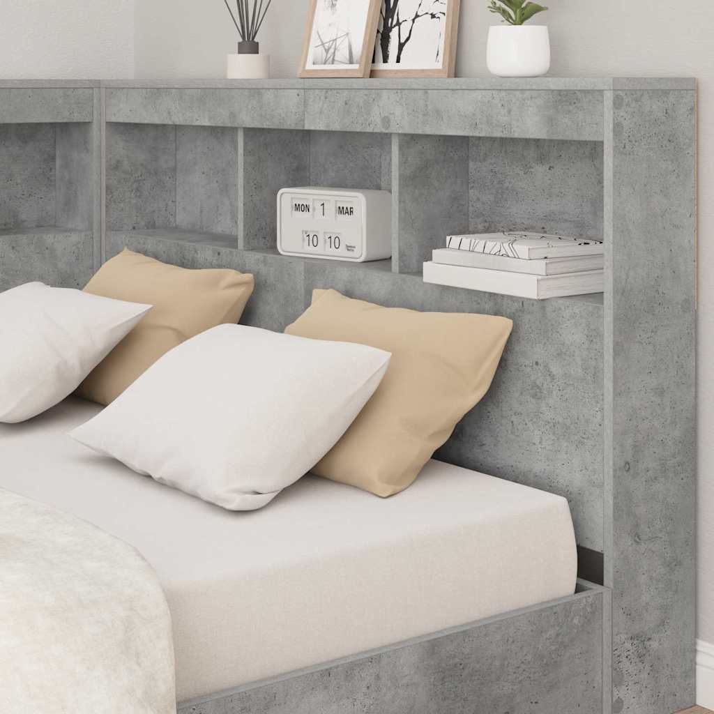 Storage Headboard Concrete Grey 207.5 x 137.5 x 76.5 cm