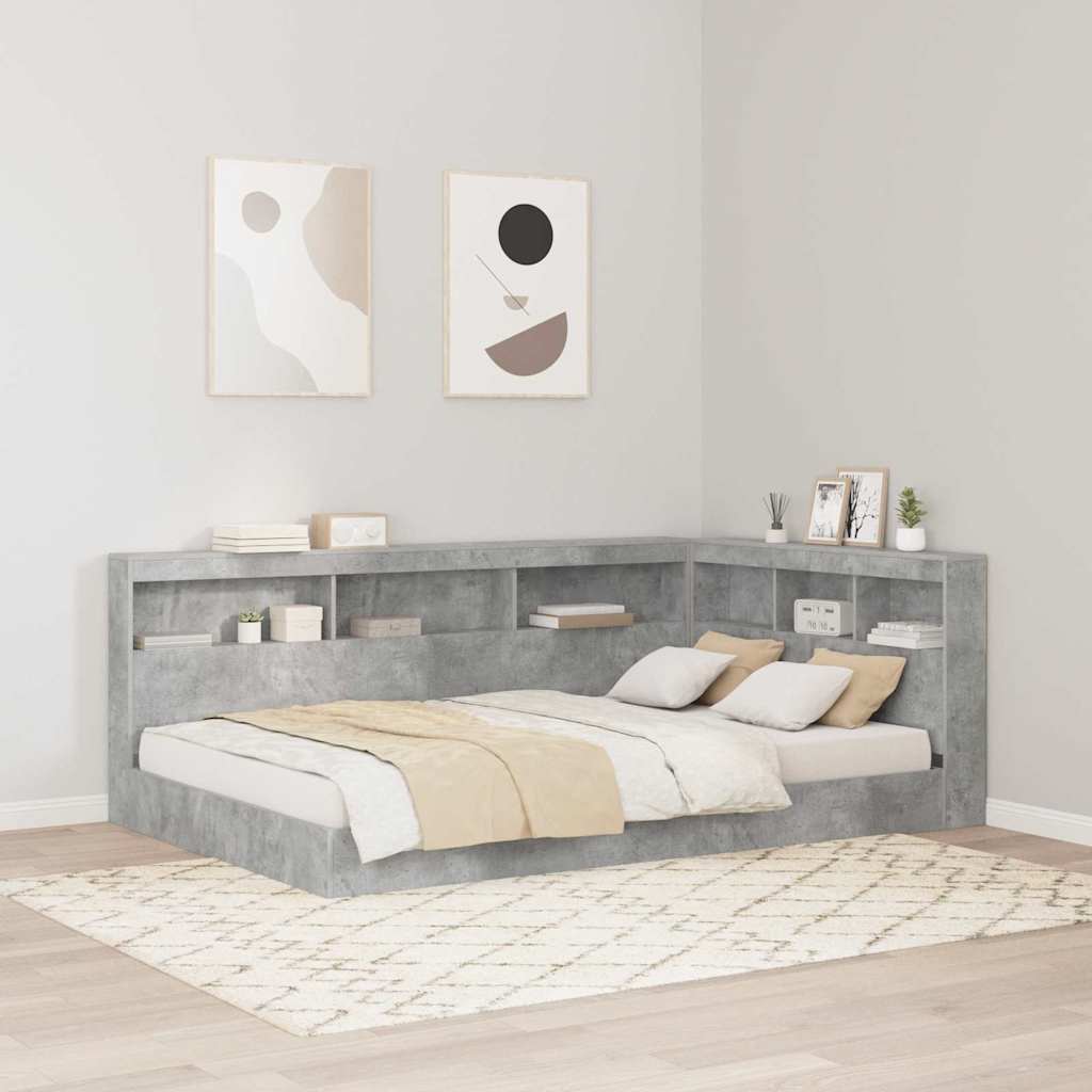 Storage Headboard Concrete Grey 207.5 x 137.5 x 76.5 cm