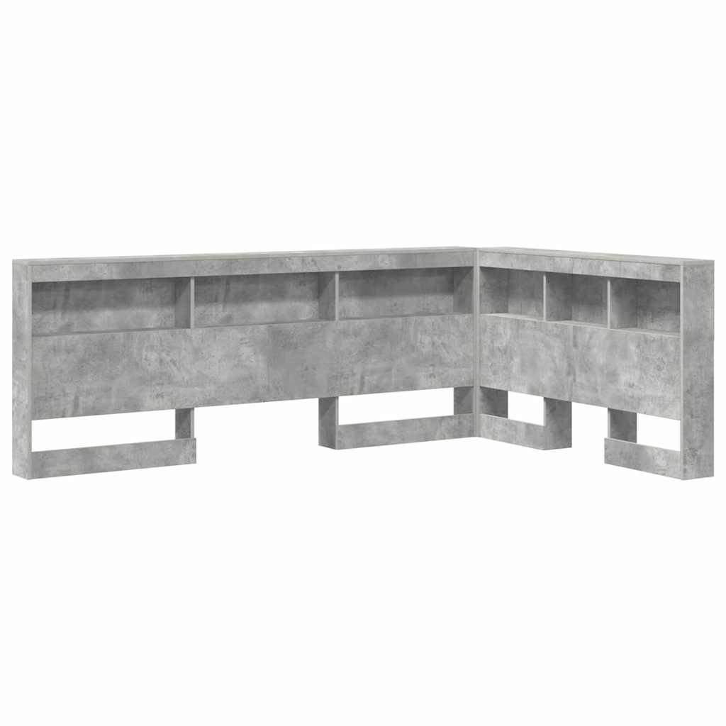 Storage Headboard Concrete Grey 207.5 x 137.5 x 76.5 cm