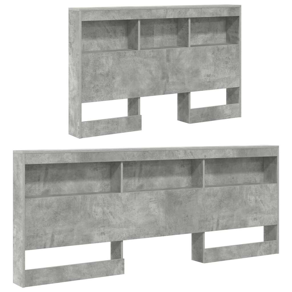 Storage Headboard Concrete Grey 207.5 x 137.5 x 76.5 cm