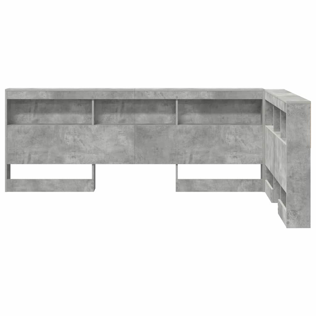 Storage Headboard Concrete Grey 207.5 x 137.5 x 76.5 cm