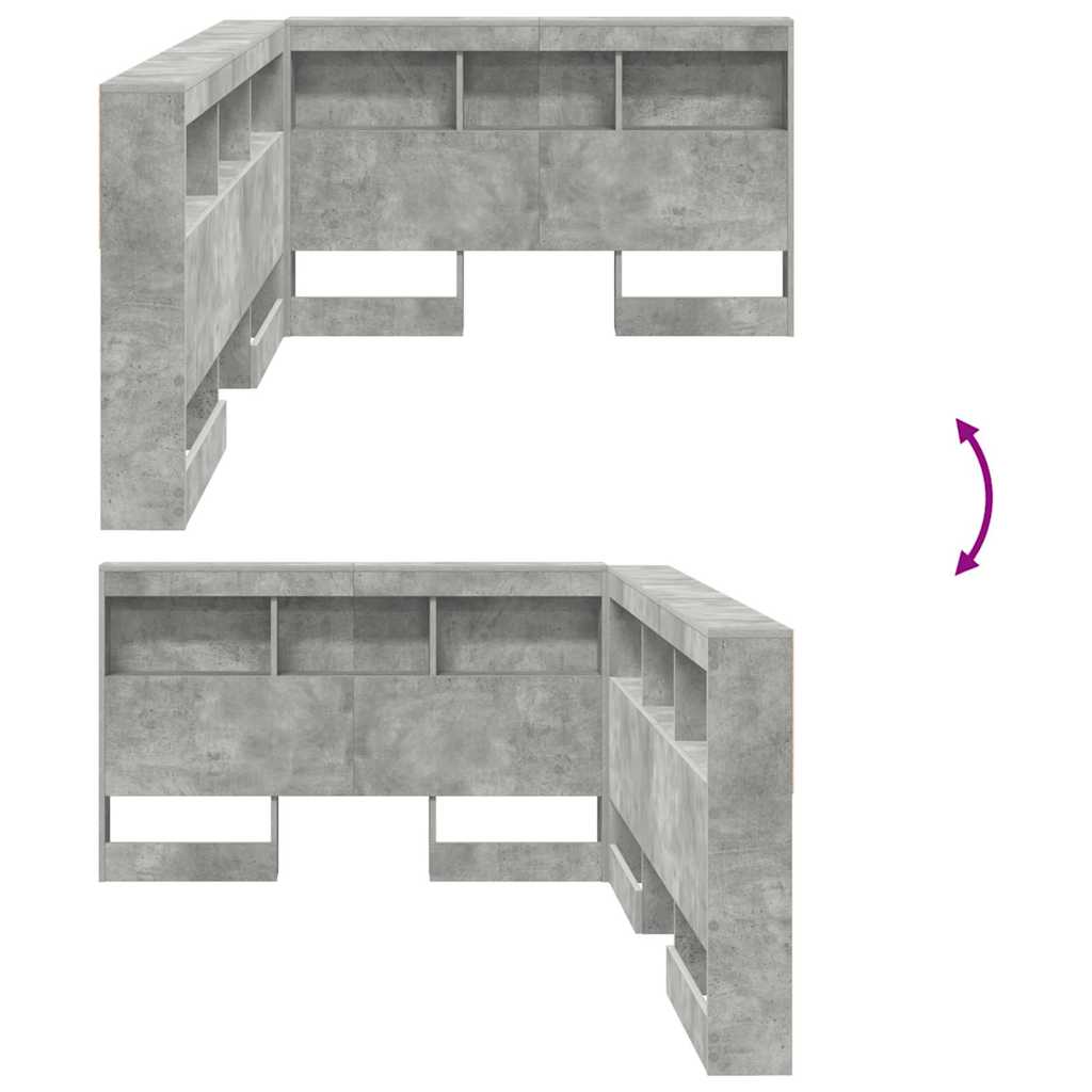 Storage Headboard Concrete Grey 207.5 x 137.5 x 76.5 cm