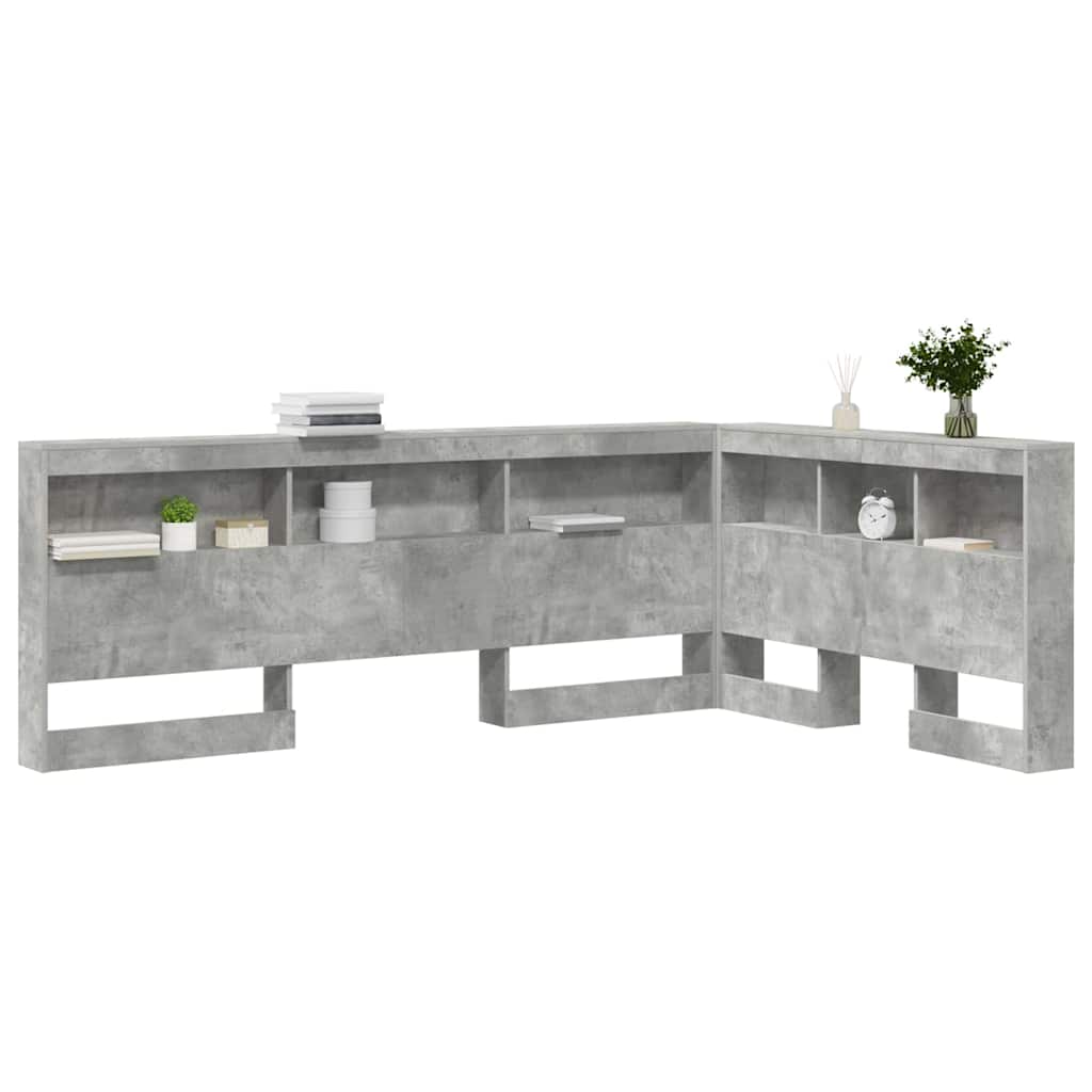 Storage Headboard Concrete Grey 207.5 x 137.5 x 76.5 cm