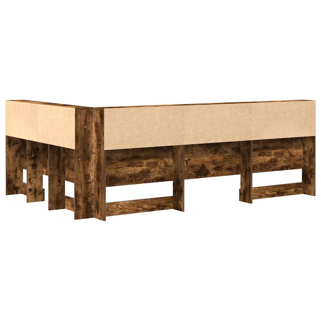 Storage Headboard with Shelf Smoked Oak 207.5 x 137.5 x 76.5 cm