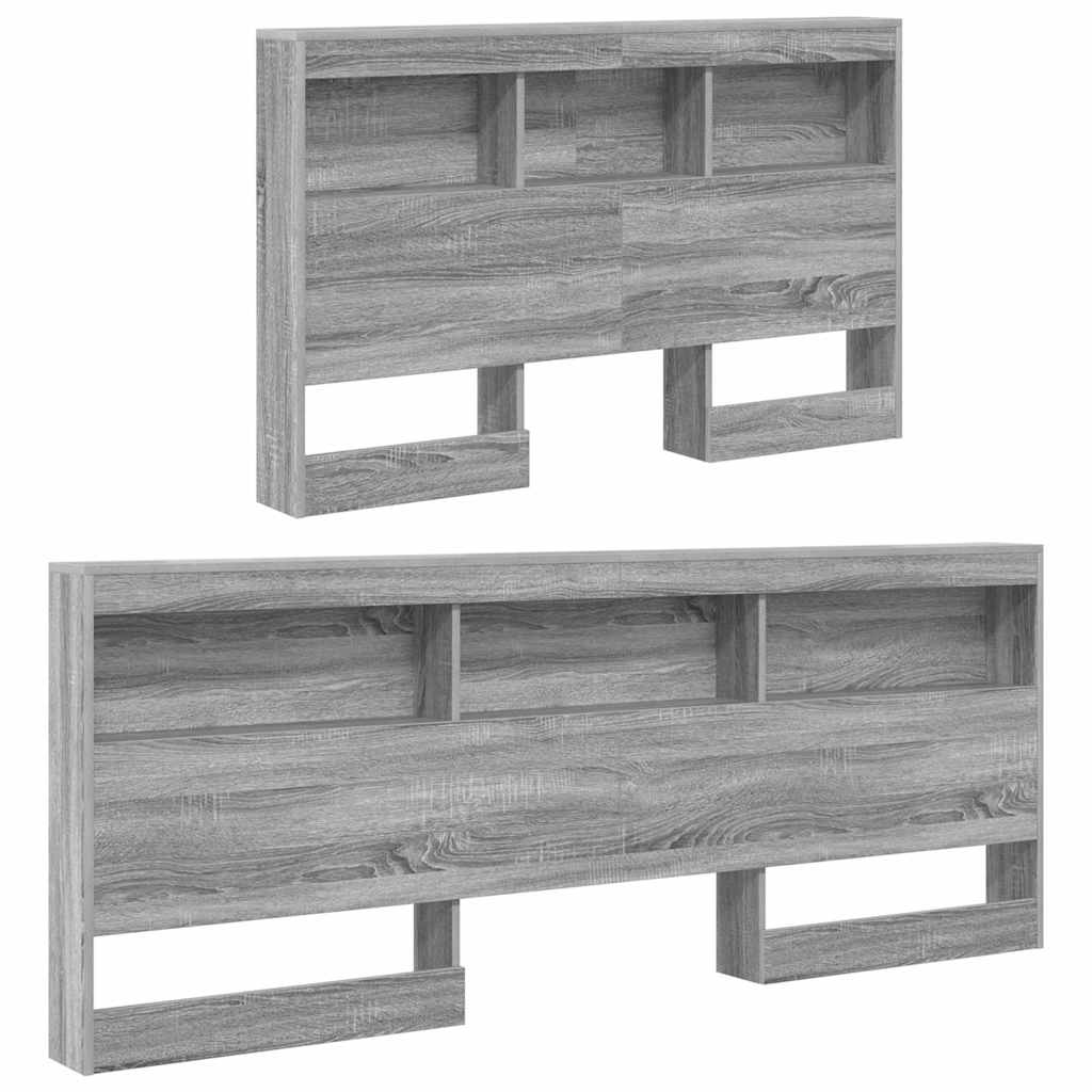 Storage Headboard Grey Sonoma 207.5 x 137.5 x 76.5 cm