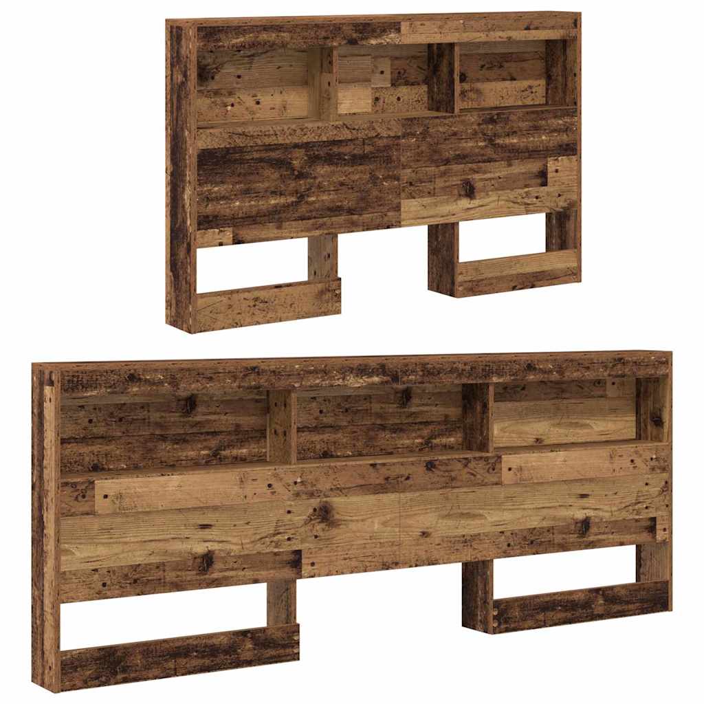 Storage Headboard with Shelf Old Wood 207.5 x 137.5 x 76.5 cm
