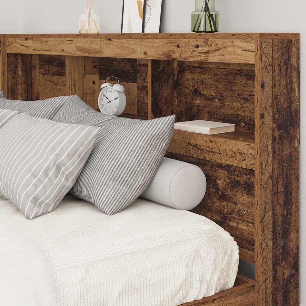 Storage Headboard with Shelf Old Wood 140 cm Engineered Wood