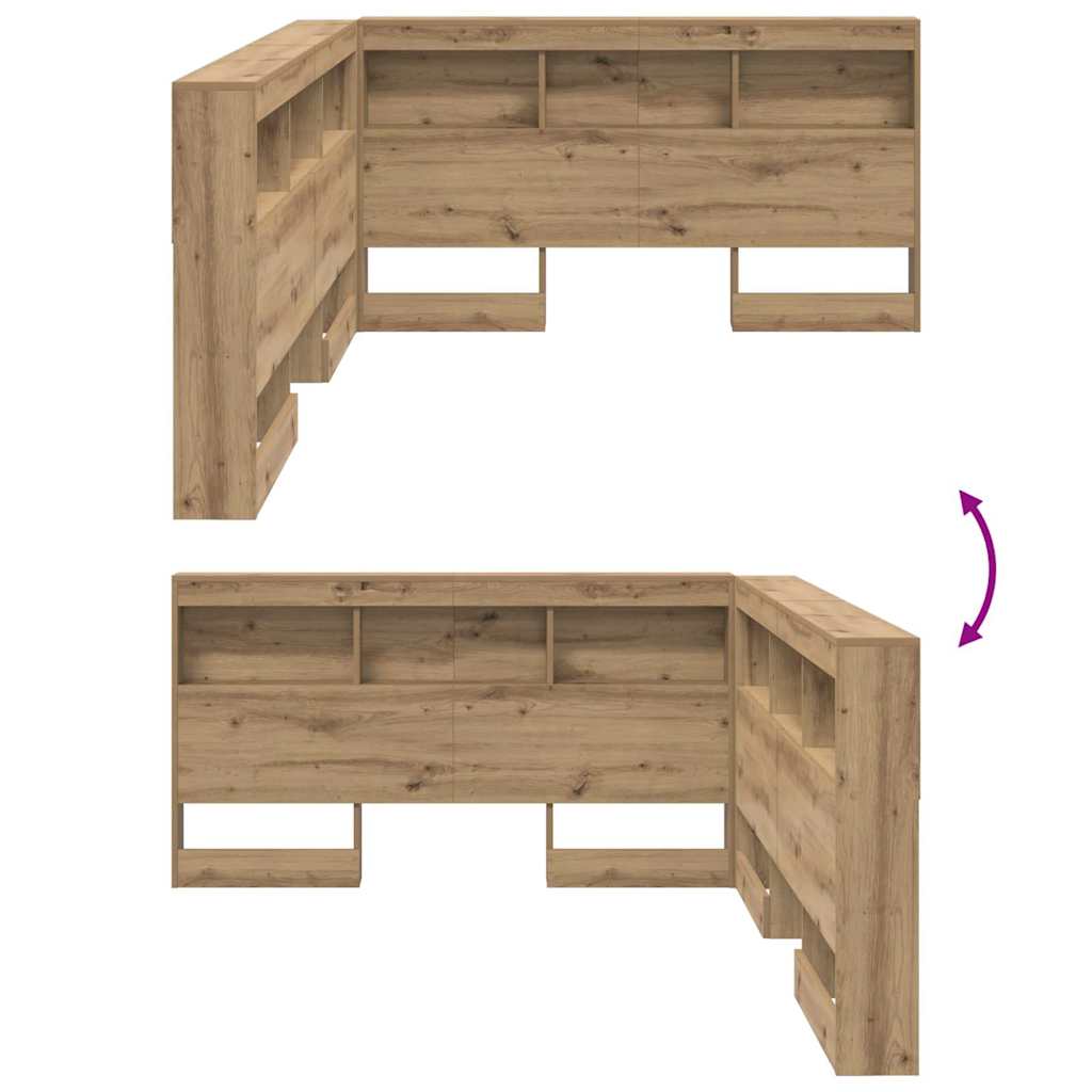 Storage Headboard with Shelf Artisan Oak 140 cm Engineered Wood