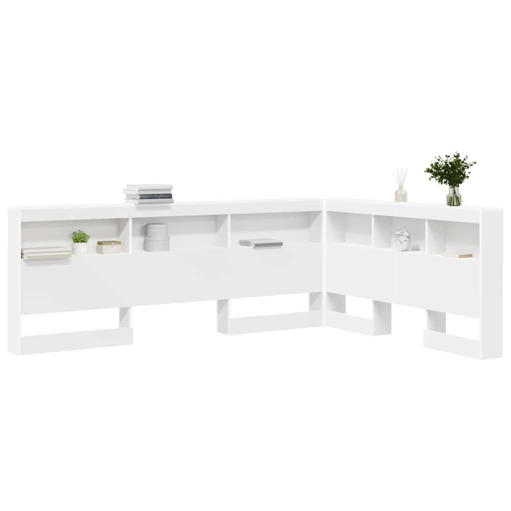 Storage Headboard with Shelf White 135 cm Engineered Wood