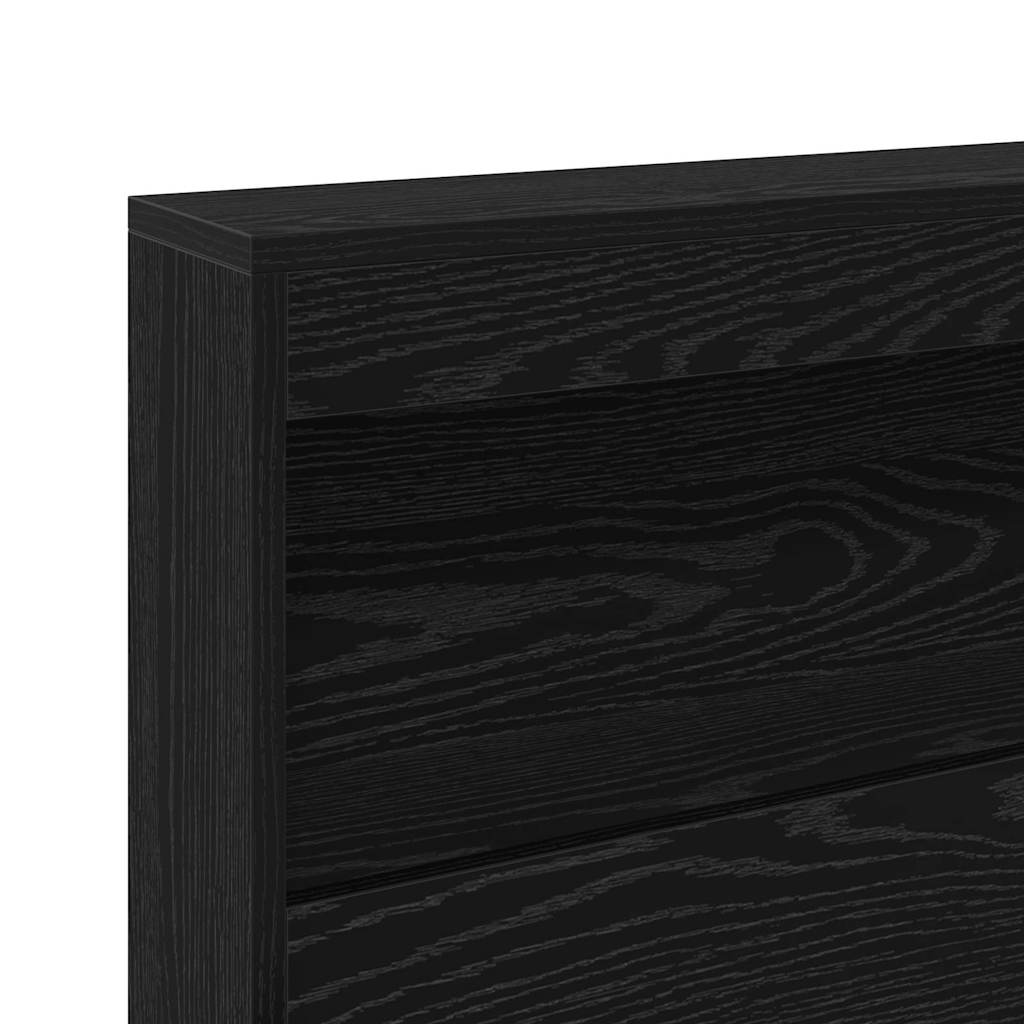 Storage Headboard with Shelf Black Oak 135 cm Engineered Wood