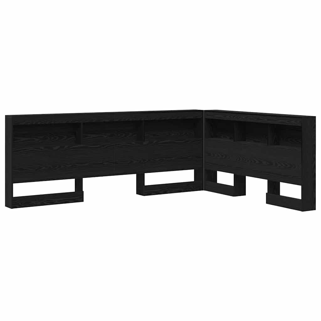 Storage Headboard with Shelf Black Oak 135 cm Engineered Wood