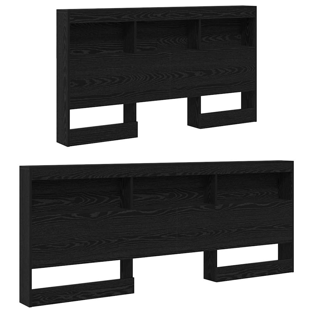 Storage Headboard with Shelf Black Oak 135 cm Engineered Wood